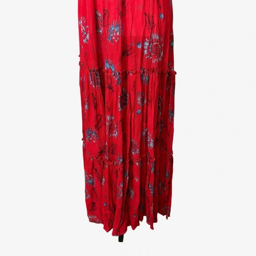 Free People Intimately Red Garden Party Floral Tiered Maxi Dress - Picture 4 of 15